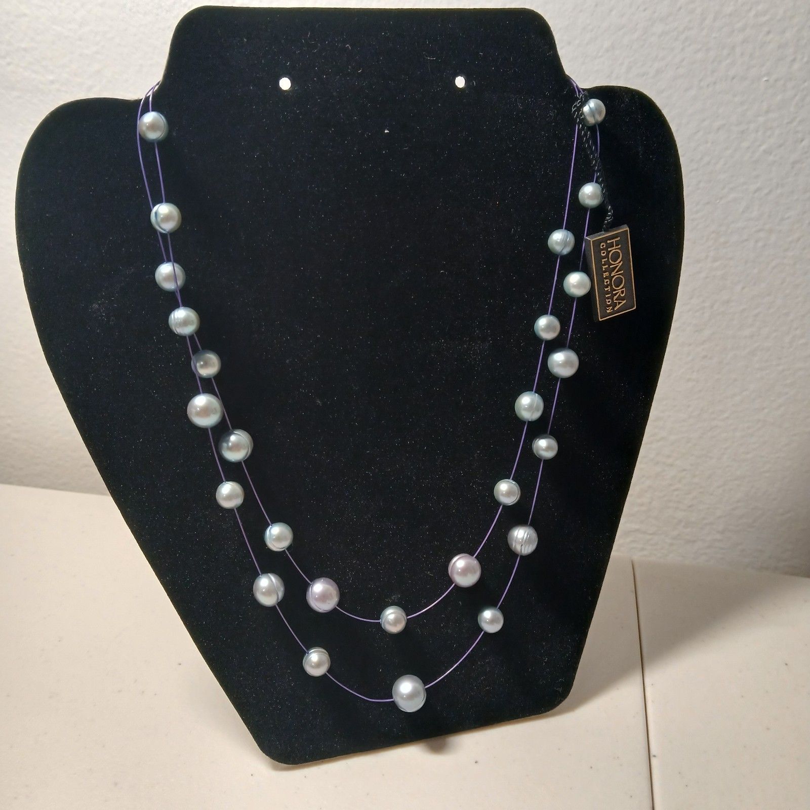 Honora Double Strand Gray Cultured Pearl Necklace Purple Wire Strand 16 40$
